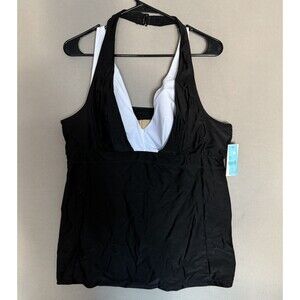 LIVI Active Activewear Top 42C Women’s Black White Bra with Halter Over NWT $79